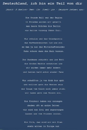 Deutschland, ich bin ein Teil von dir Deutschland, ich bin ein Teil von dir